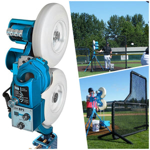 The JUGS BP2-Baseball & Softball Equipment-JUGS-Baseball Pitching Machine-Plus A JUGS Protector Black Series 7'x7' L-Screen-Unique Sports