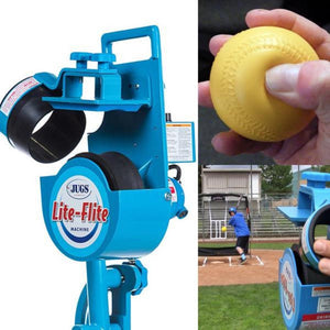 The JUGS Lite-Flite-Baseball & Softball Equipment-JUGS-Light Ball Pitching Machine-And One Dozen Lite-Flite Baseballs-Unique Sports