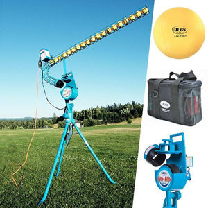 The JUGS Lite-Flite-Baseball & Softball Equipment-JUGS-Light Ball Pitching Machine With Automatic Baseball Feeder-And One Dozen Lite-Flite Baseballs-Plus A 3-Hour Rechargeable Battery Pack-Unique Sports