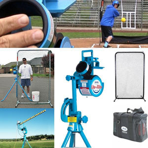 The JUGS Lite-Flite-Baseball & Softball Equipment-JUGS-Light Ball Pitching Machine With Automatic Baseball Feeder-Plus A Lite-Flite Protective Screen And A 3-Hour Rechargeable Battery-Unique Sports