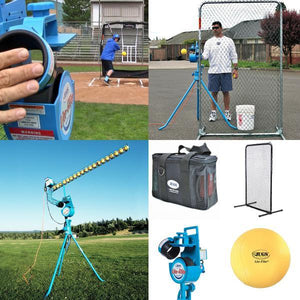 The JUGS Lite-Flite-Baseball & Softball Equipment-JUGS-Light Ball Pitching Machine With Automatic Baseball Feeder-And One Dozen Lite-Flite Baseballs-Plus A Lite-Flite Protective Screen And A 3-Hour Rechargeable Battery-Unique Sports